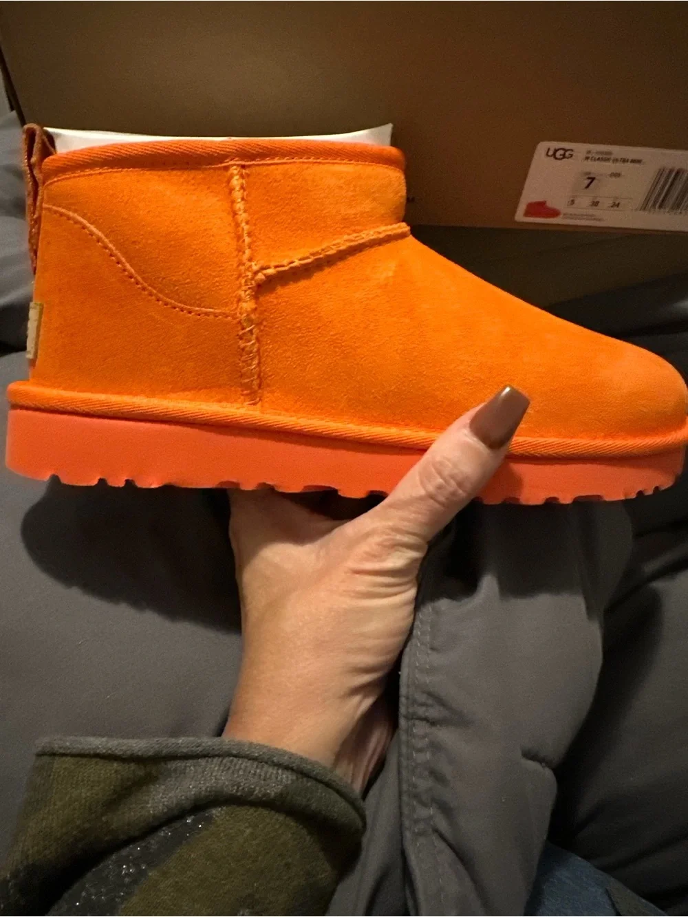 UGG Kids Classic Mini Boot in Bright Orange sz7
